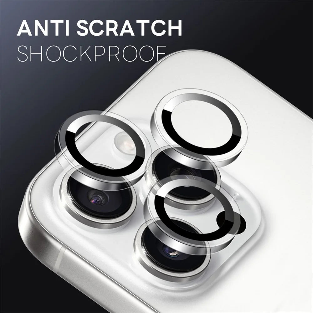 NORTHJO 1Set Clear Lens Film for iPhone 15 Pro / 15 Pro Max Camera Lens Protector Tempered Glass Metal Ring Guard - 3