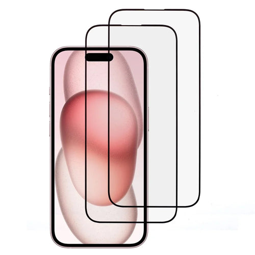 2Pcs For iPhone 15 / 15 Pro Screen Protector Silk Printing 0.3mm HD Clear Tempered Glass Film - 1