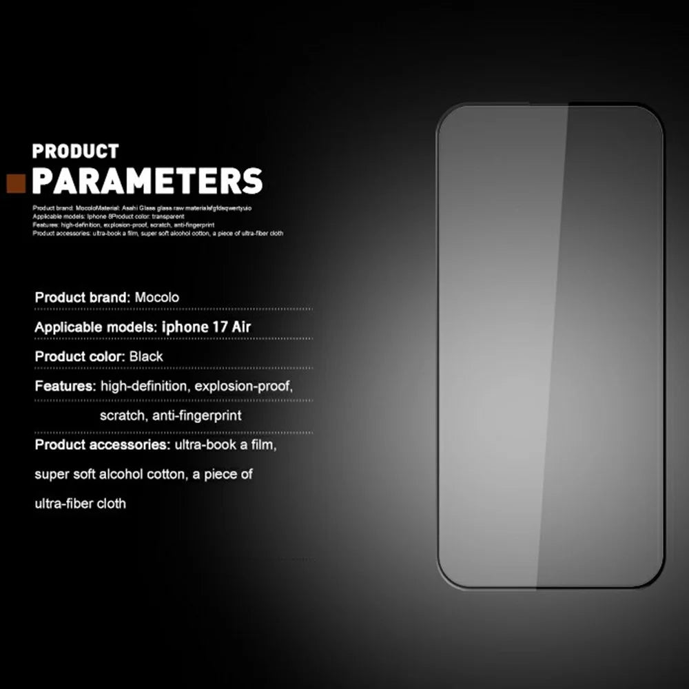 MOCOLO For iPhone Air Screen Protector Anti-Shatter Silk Printing Tempered Glass Film - Black - 6