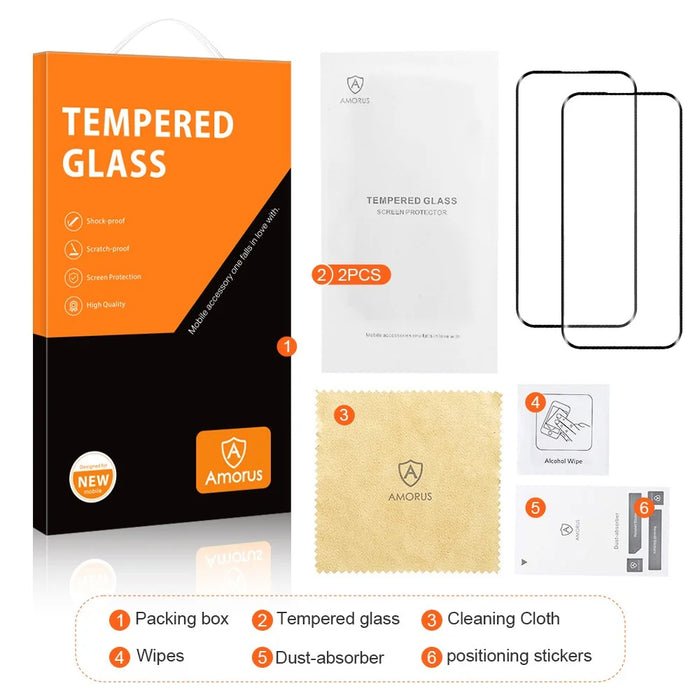 AMORUS For iPhone Air Screen Protector Anti-Shatter Tempered Glass Film - Black - 7