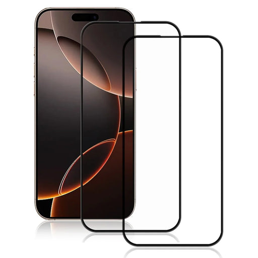 AMORUS 2Pcs For iPhone 18 Pro Max / 17 Pro Max Screen Protector Shatterproof Silk Printing Tempered Glass Film - Black - 1