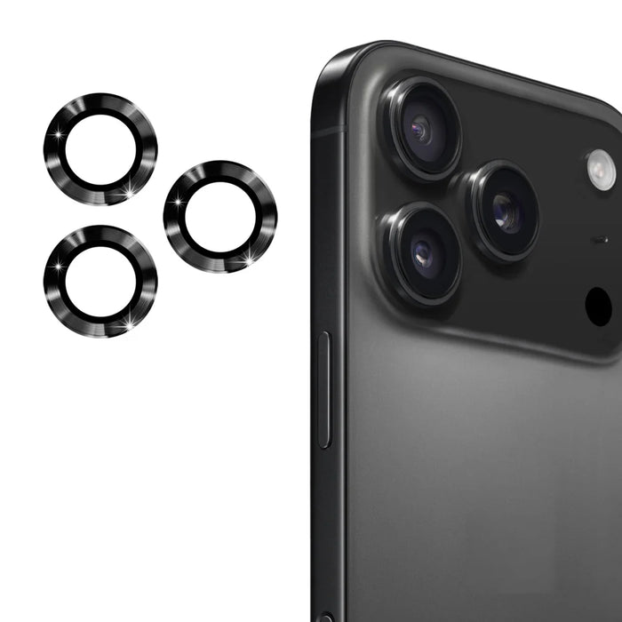 ENKAY HAT PRINCE For iPhone 17 Pro Max / iPhone 17 Pro Camera Lens Protector  Metal Ring Lens Film - Black - 1