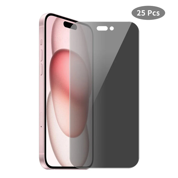 JUNSUNMAY 25Pcs For iPhone 15 Anti-Spy Tempered Glass Screen Protector Anti Drop HD Clear Film - 1