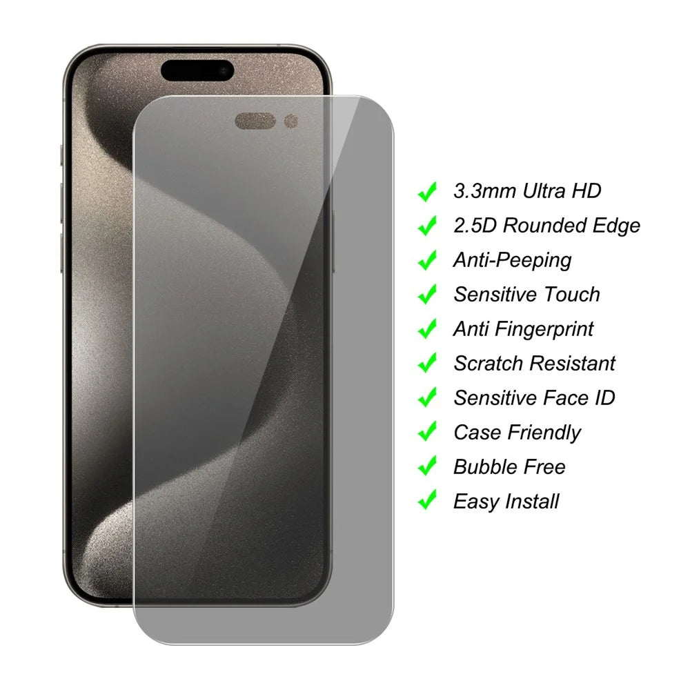 JUNSUNMAY 25Pcs For iPhone 15 Pro Max Anti-Spy Tempered Glass Screen Protector Anti Drop HD Clear Film - 2