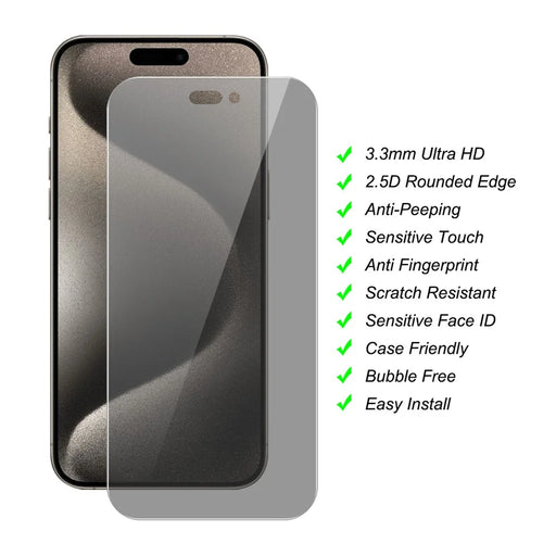 JUNSUNMAY 25Pcs For iPhone 15 Pro Max Anti-Spy Tempered Glass Screen Protector Anti Drop HD Clear Film - 2