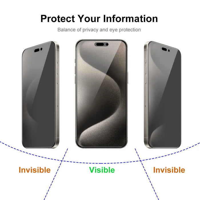 JUNSUNMAY 25Pcs For iPhone 15 Pro Max Anti-Spy Tempered Glass Screen Protector Anti Drop HD Clear Film - 3