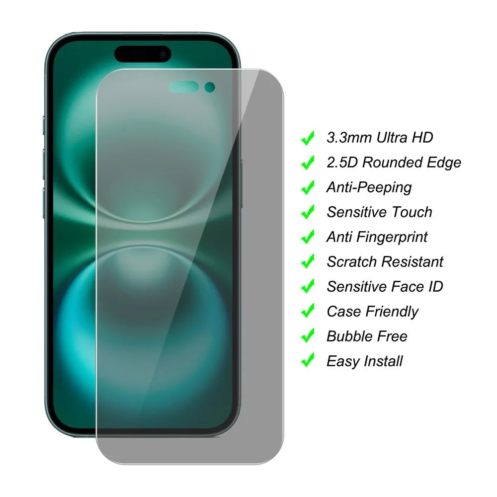 JUNSUNMAY 25Pcs For iPhone 16 Plus Anti-Spy Tempered Glass Screen Protector Anti Drop HD Clear Film - 2