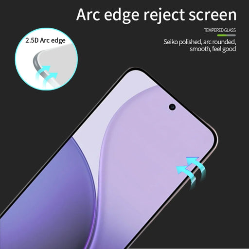 MOFI For Oppo Reno14 F 5G Screen Protector  9H Full Glue Full Coverage High Aluminum-Silicon Glass Film - Black - 2