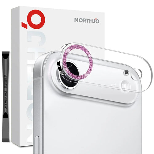 NORTHJO For iPhone Air Camera Lens Protector Glitter Bling Circles Tempered Glass HD Clear 3D Full Coverage - Pink - 1