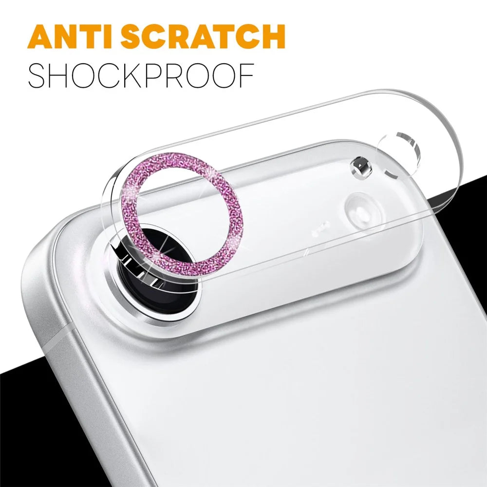 NORTHJO For iPhone Air Camera Lens Protector Glitter Bling Circles Tempered Glass HD Clear 3D Full Coverage - Pink - 3