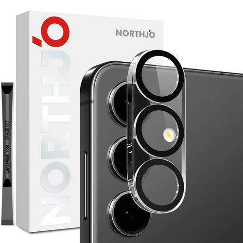 NORTHJO For Samsung Galaxy S25 FE Black Circles Camera Lens Protector Tempered Glass HD Clear 3D Full Coverage - 1
