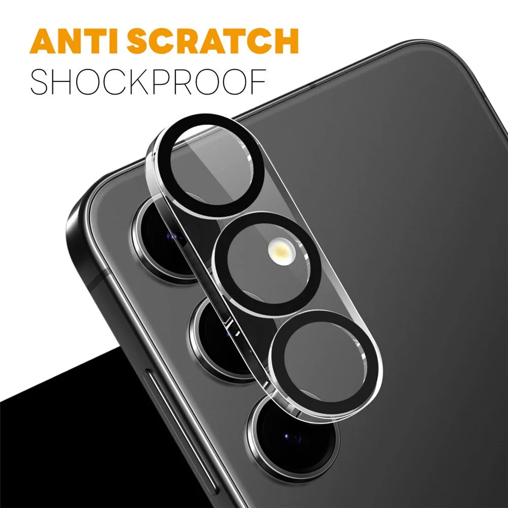 NORTHJO For Samsung Galaxy S25 FE Black Circles Camera Lens Protector Tempered Glass HD Clear 3D Full Coverage - 3