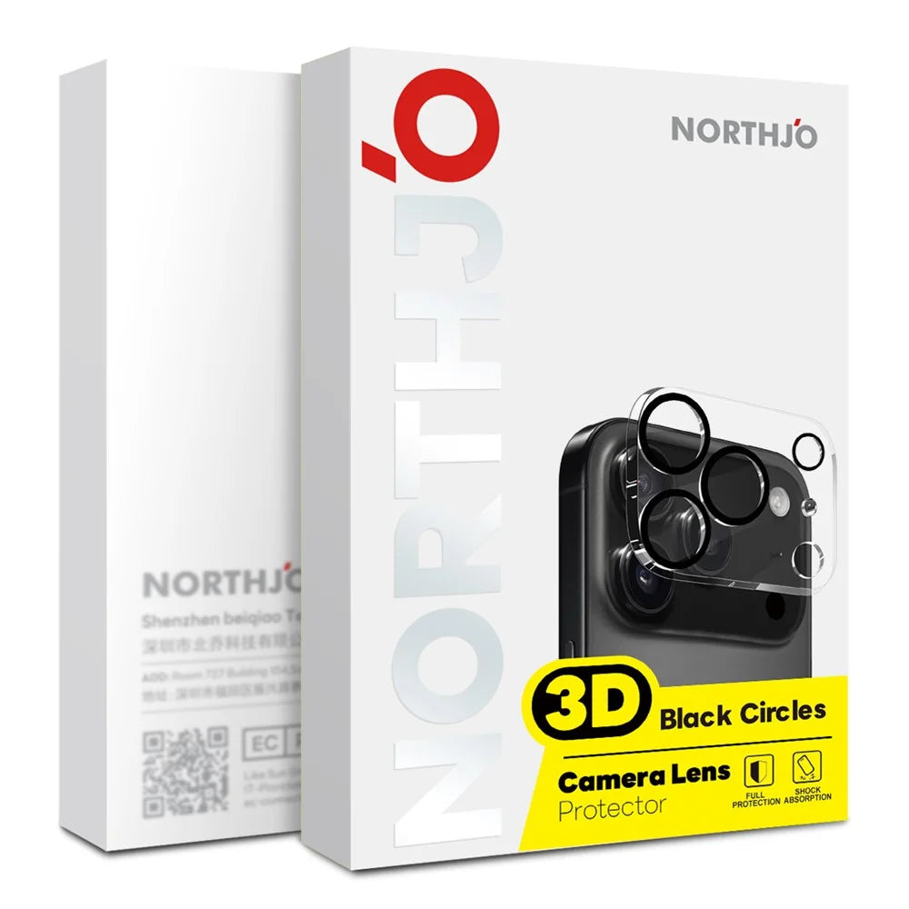NORTHJO For Samsung Galaxy S25 FE Black Circles Camera Lens Protector Tempered Glass HD Clear 3D Full Coverage - 5