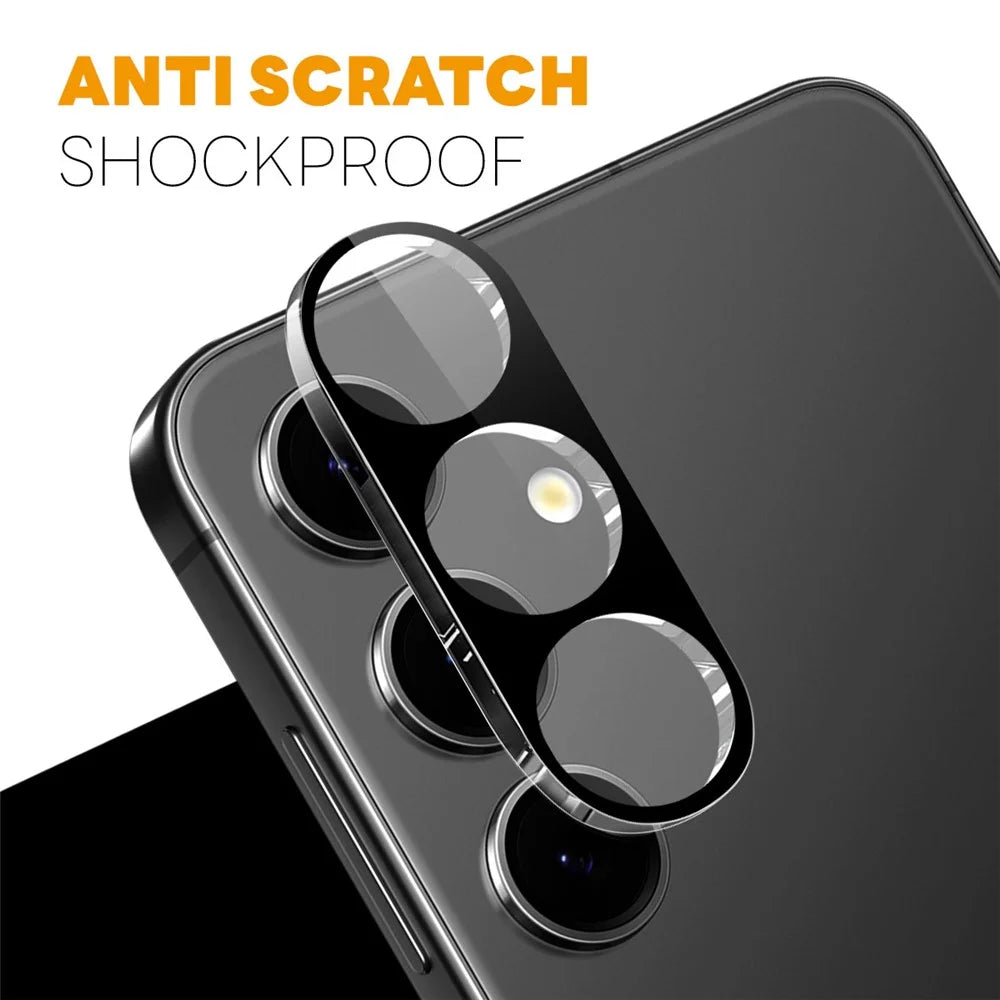 NORTHJO For Samsung Galaxy S25 FE Camera Lens Protector Black Silk Printing 3D Clear Tempered Glass Lens Film - 3