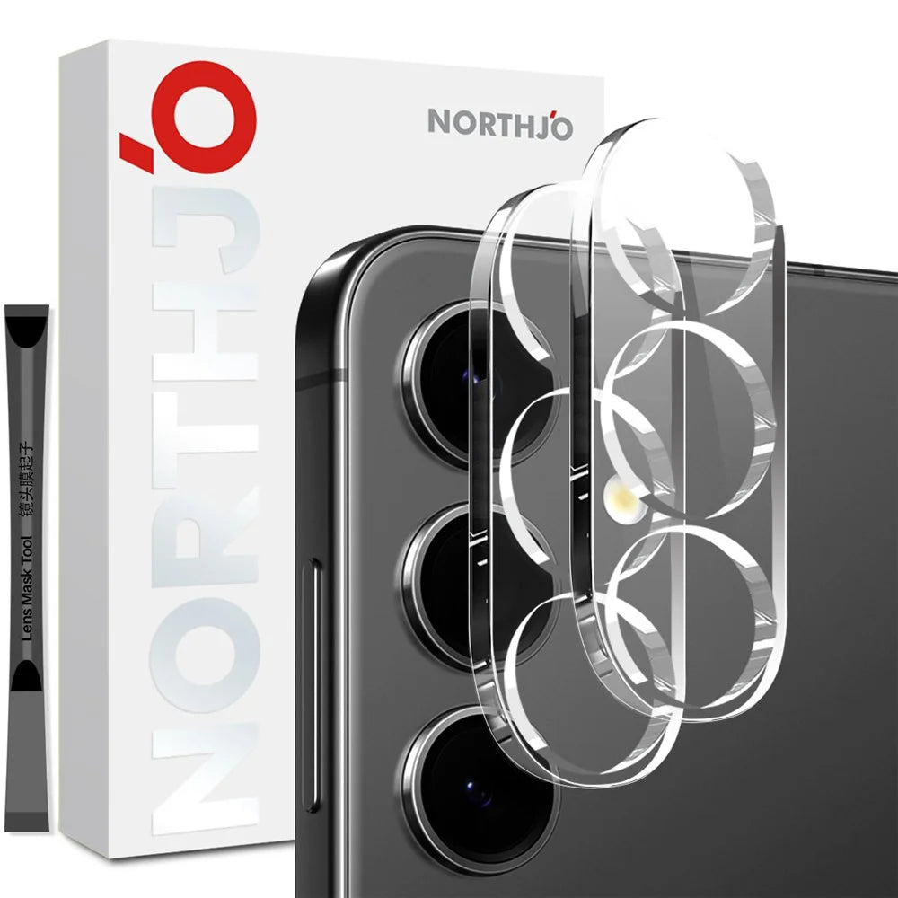 NORTHJO 2Pcs For Samsung Galaxy S25 FE Tempered Glass Camera Lens Protector Clear 3D Integrated Full Coverage - 1
