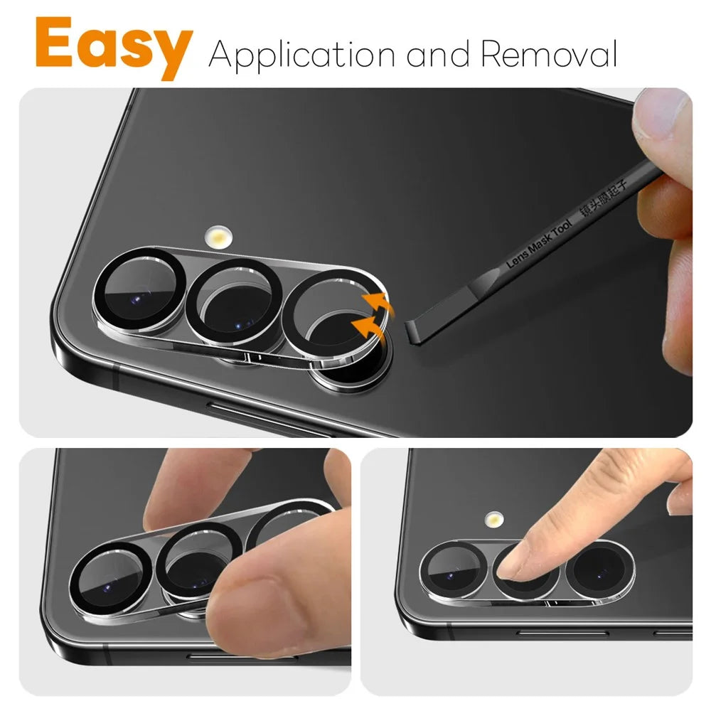 NORTHJO 2Pcs For Samsung Galaxy S25 FE Camera Lens Protector Black Circles 3D Full Coverage Clear Tempered Glass Lens Film - 4