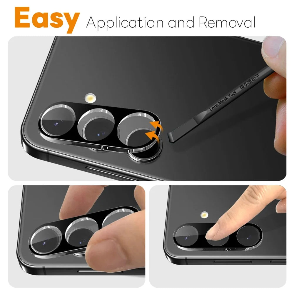 NORTHJO 2Pcs For Samsung Galaxy S25 FE Camera Lens Protector Black Silk Printing 3D Clear Tempered Glass Lens Film - 4