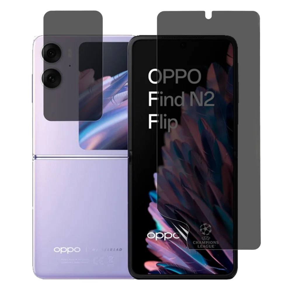 For Oppo Find N2 Flip 5G Anti-Spy Screen Protector PET Matte Front and Back Screen Film - 1