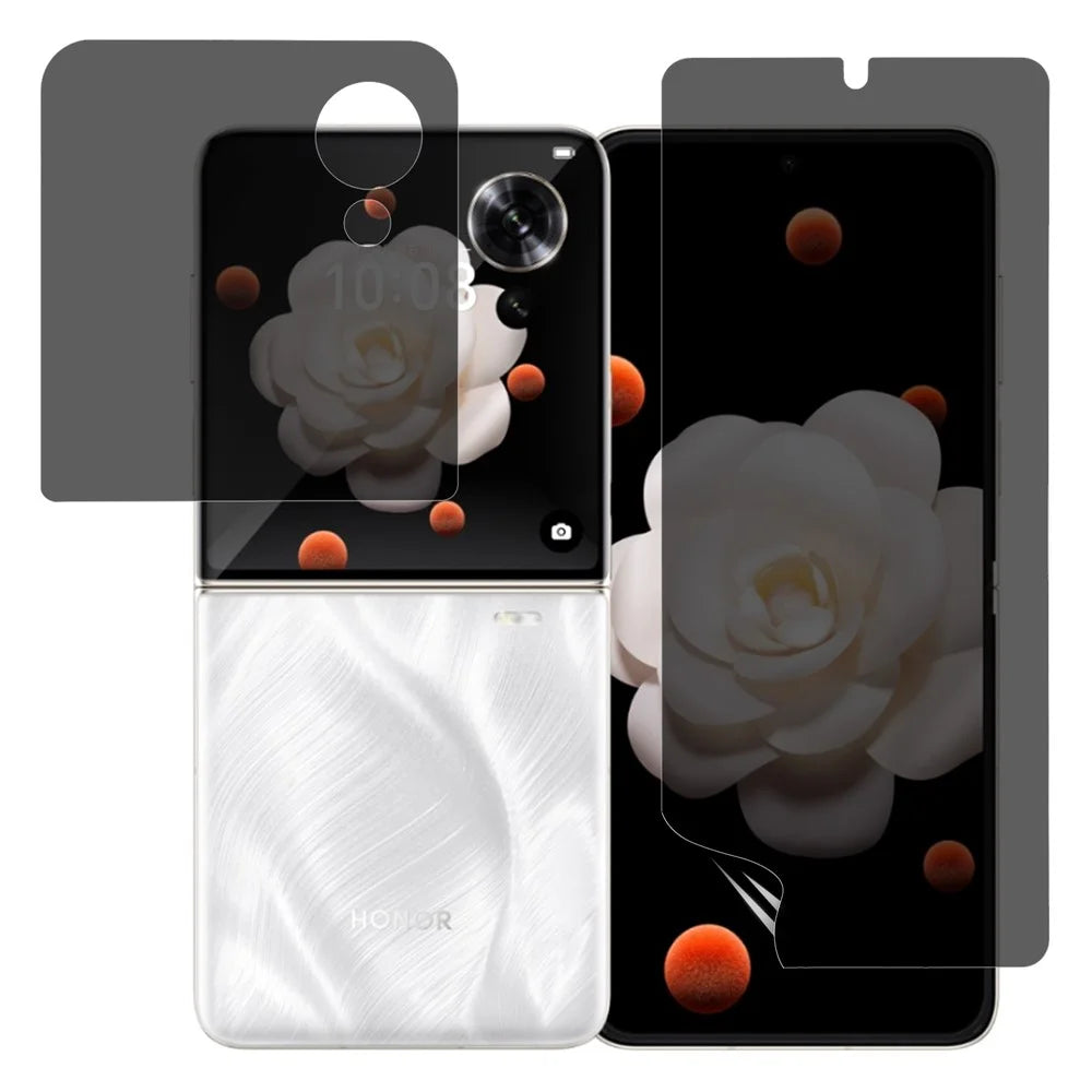 For Honor Magic V Flip 5G Anti-Spy Screen Protector PET Matte Front and Back Screen Film - 1