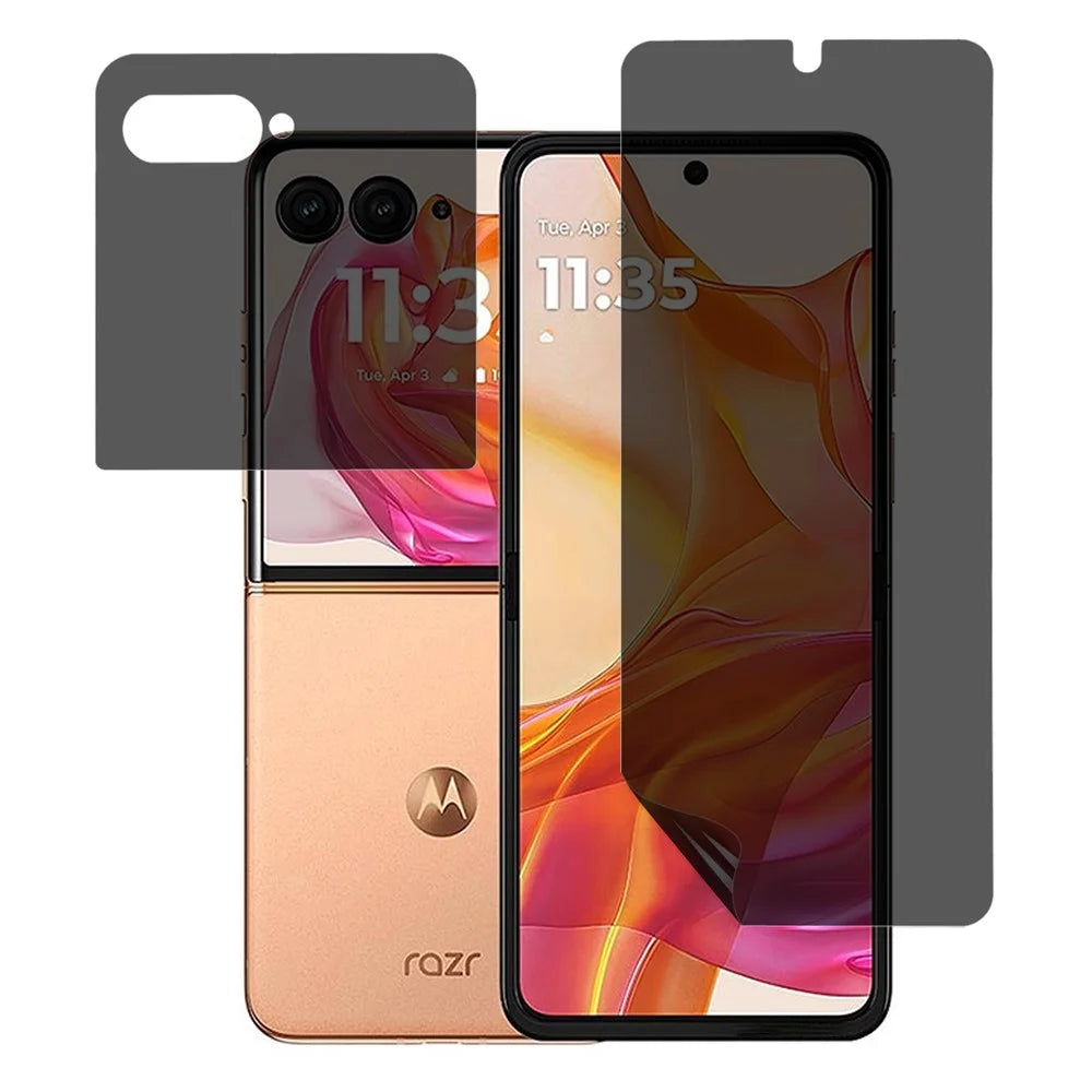 For Motorola Razr 50 Ultra 5G Anti-Spy Screen Protector PET Matte Front and Back Screen Film - 1