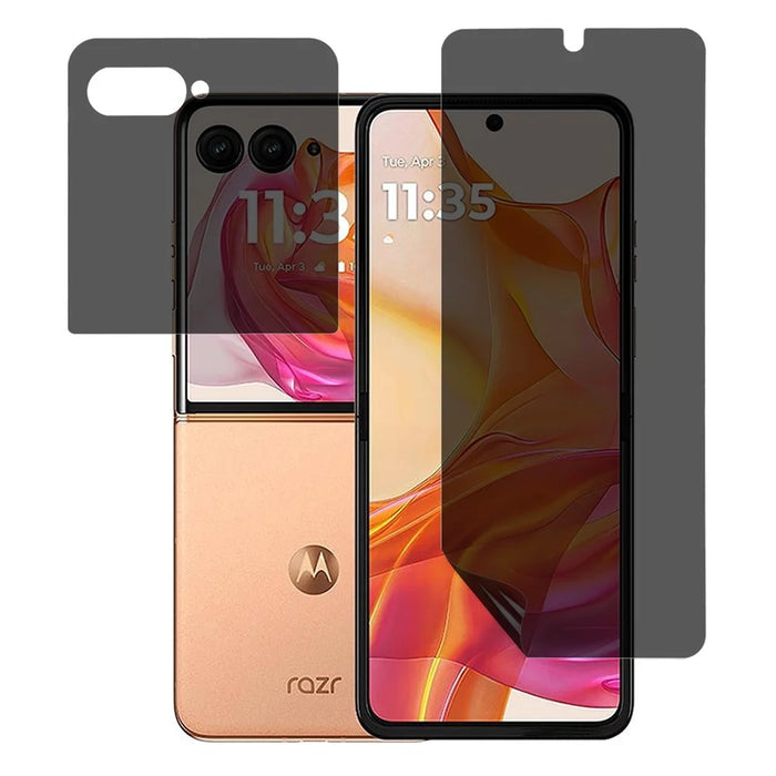 For Motorola Razr 50 Ultra 5G Anti-Spy Screen Protector PET Matte Front and Back Screen Film - 1