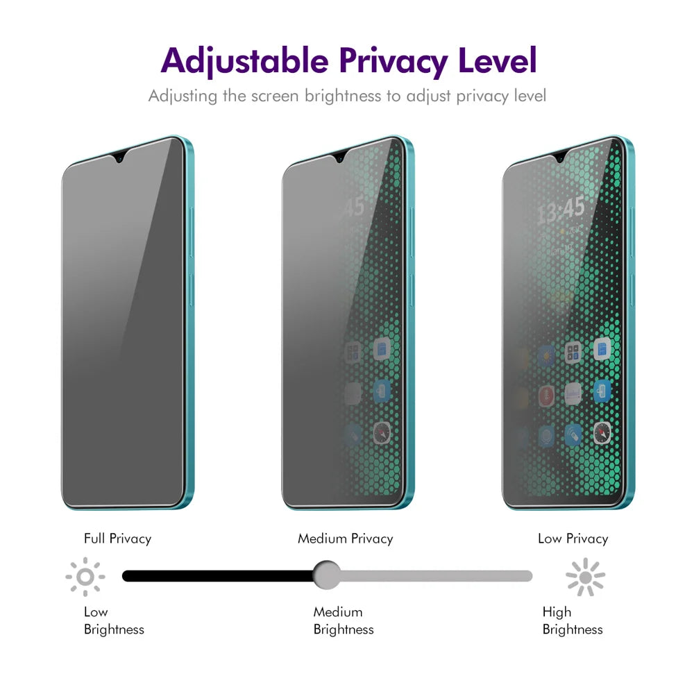 ENKAY HAT PRINCE For Samsung Galaxy A07 4G / A06 4G / A06 5G Anti-Spy Film  Anti-Glare Screen Protector Tempered Glass - Black - 4