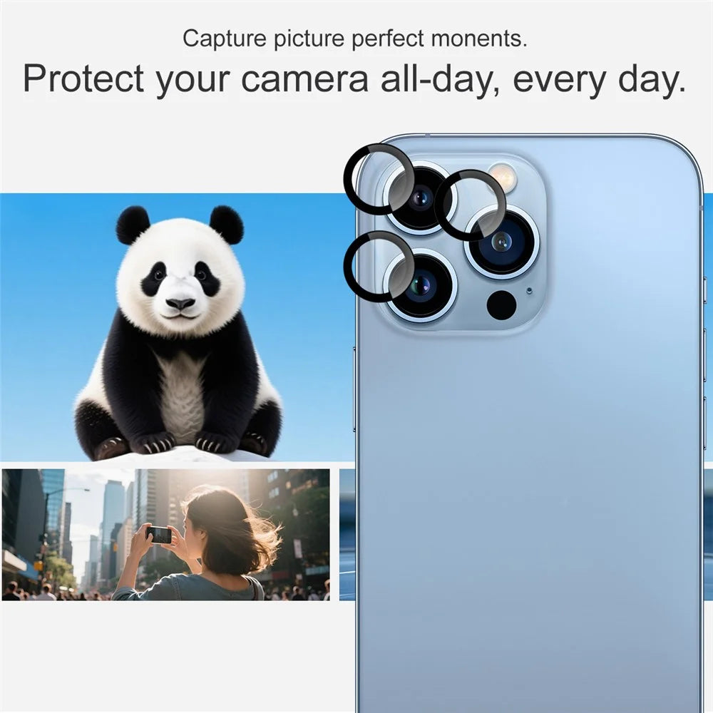 IMAK For iPhone 13 Pro / 13 Pro Max Tempered Glass Camera Lens Protector with Self Positioning Frame (Complete Covering) - 4