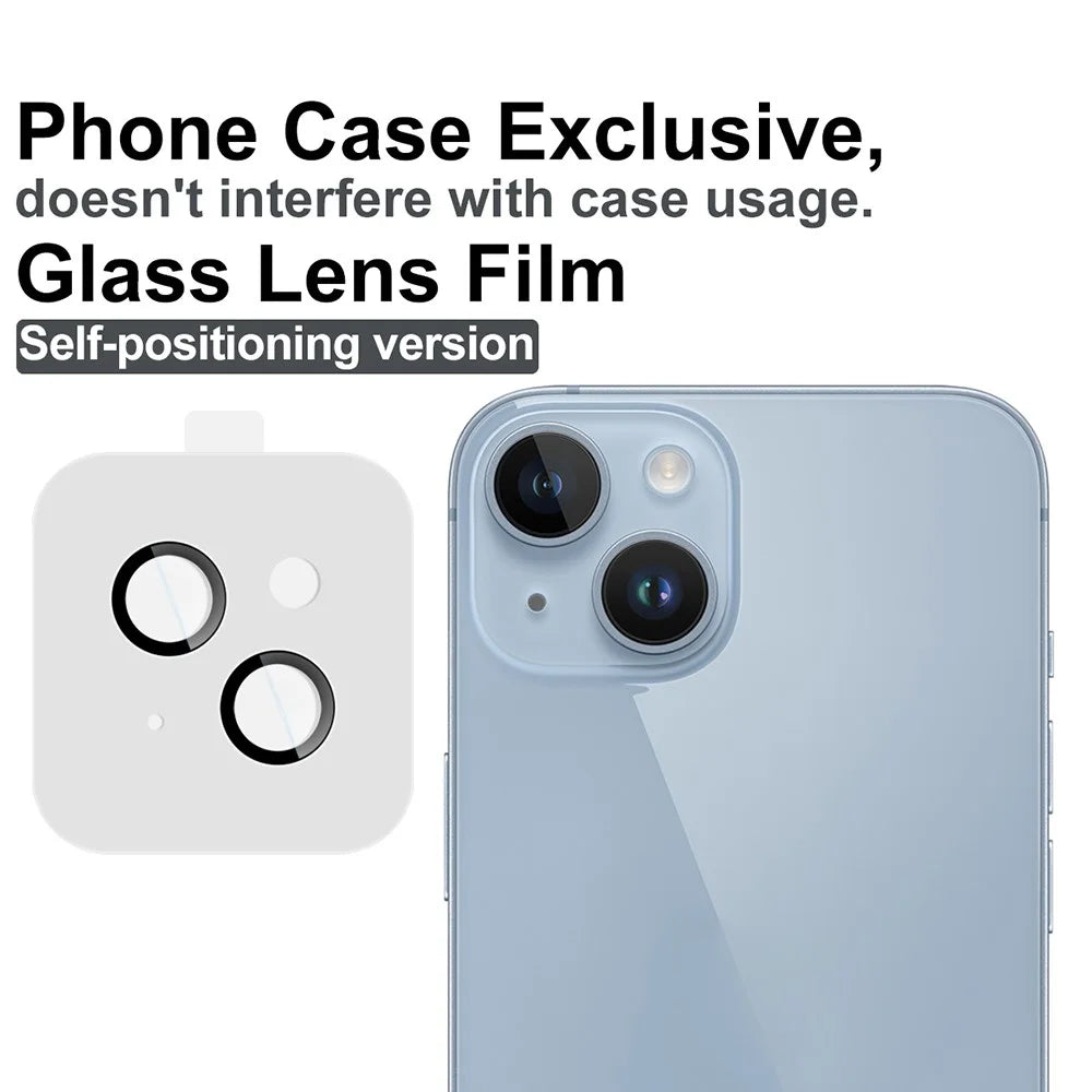 IMAK For iPhone 14 / 14 Plus Tempered Glass Camera Lens Protector with Self Positioning Frame (Complete Covering) - 2