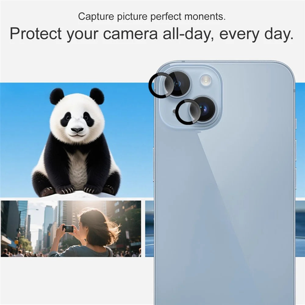 IMAK For iPhone 14 / 14 Plus Tempered Glass Camera Lens Protector with Self Positioning Frame (Complete Covering) - 4