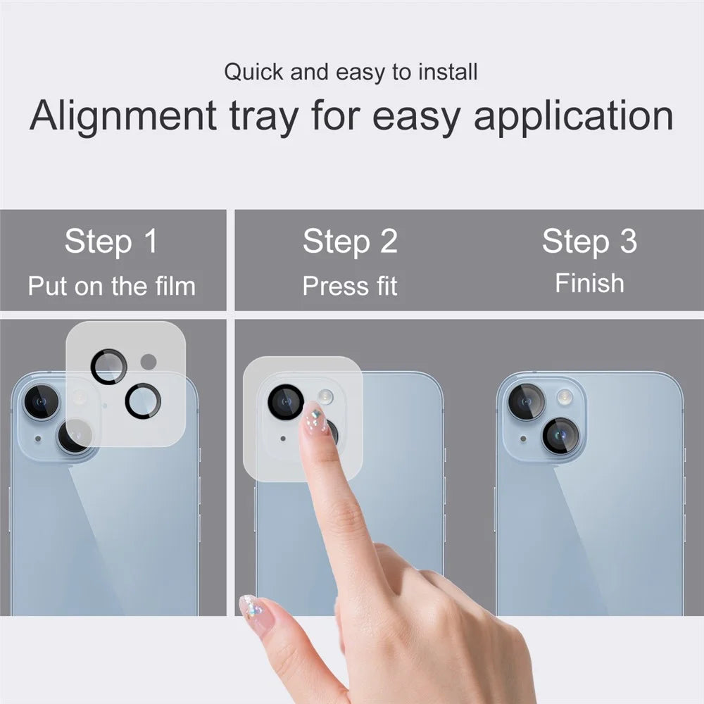 IMAK For iPhone 14 / 14 Plus Tempered Glass Camera Lens Protector with Self Positioning Frame (Complete Covering) - 6