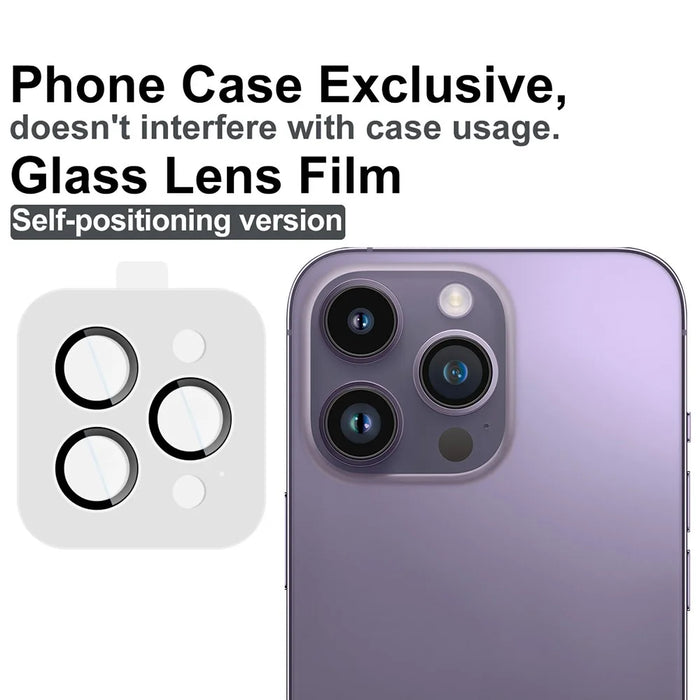 IMAK For iPhone 14 Pro / 14 Pro Max Tempered Glass Camera Lens Protector with Self Positioning Frame (Complete Covering) - 2