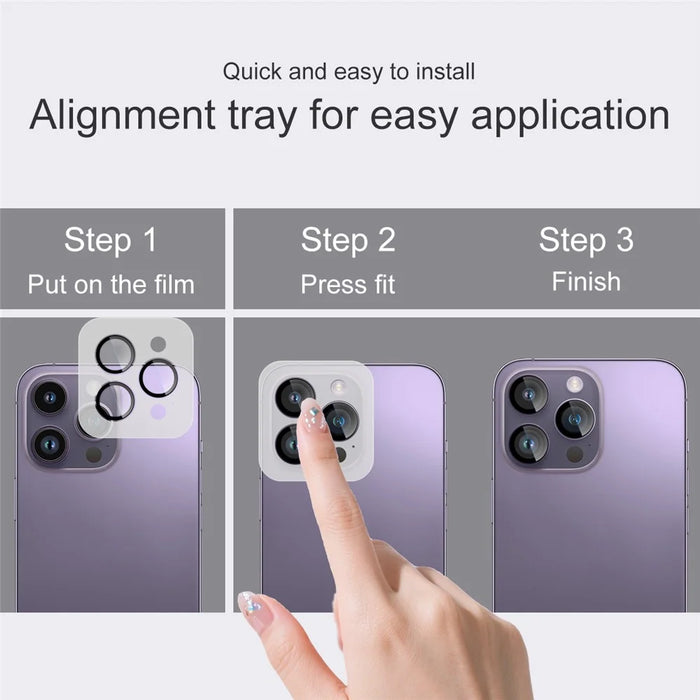 IMAK For iPhone 14 Pro / 14 Pro Max Tempered Glass Camera Lens Protector with Self Positioning Frame (Complete Covering) - 6