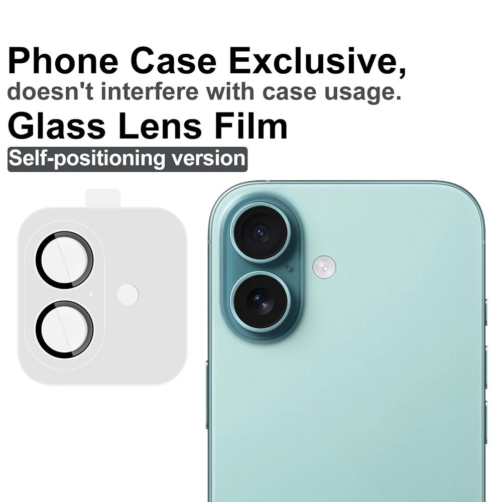 IMAK For iPhone 16 / 16 Plus Tempered Glass Camera Lens Protector with Self Positioning Frame (Complete Covering) - 2