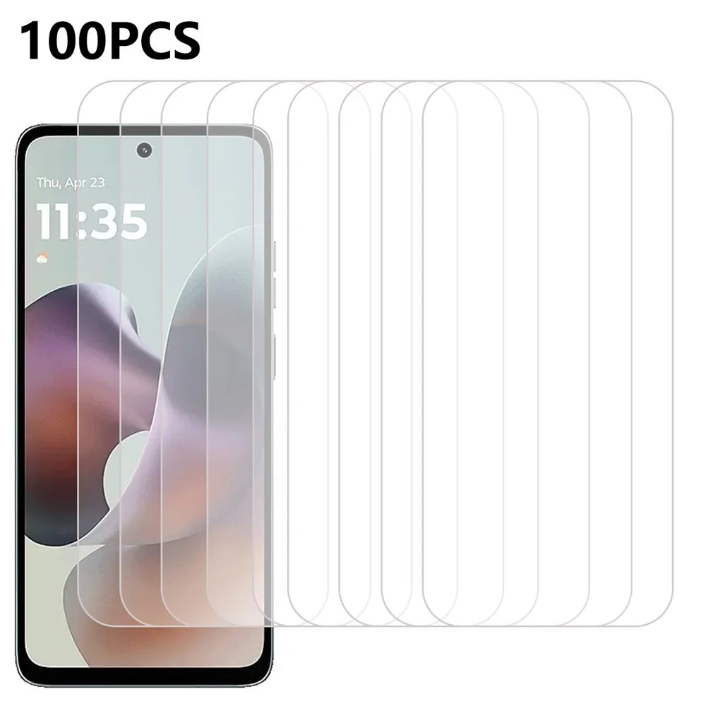 100Pcs For Motorola Moto G56 5G Screen Protector Anti-Scratch Tempered Glass Film (No Package, with Wipes Set, Dust-absorber, Guide Sticker) - 1
