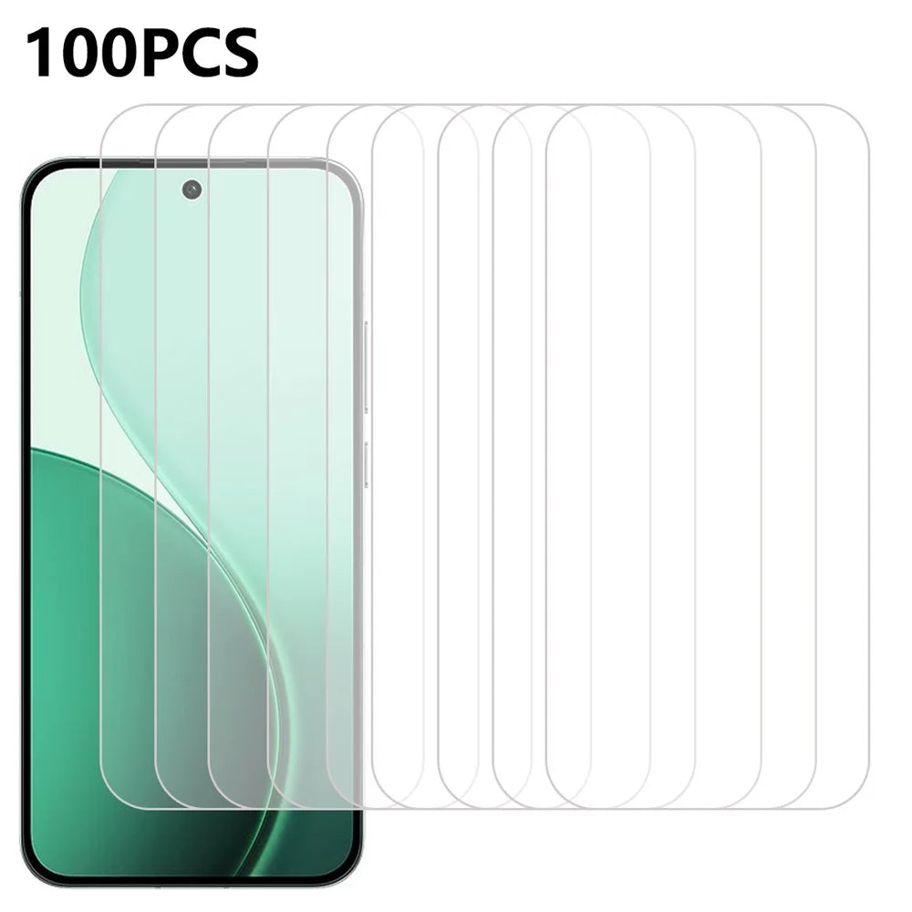 100Pcs For Oppo Reno14 5G (Global) Screen Protector Anti-Scratch Tempered Glass Film (No Package, with Wipes Set, Dust-absorber, Guide Sticker) - 1