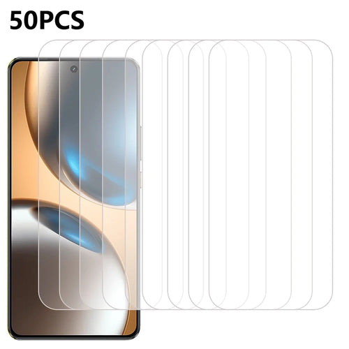 50Pcs For Realme GT 7T 5G Screen Protector Anti-Scratch Tempered Glass Film (No Package, with Wipes Set, Dust-absorber, Guide Sticker) - 1