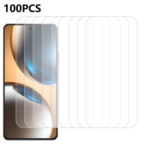 100Pcs For Realme GT 7T 5G Screen Protector Anti-Scratch Tempered Glass Film (No Package, with Wipes Set, Dust-absorber, Guide Sticker) - 1