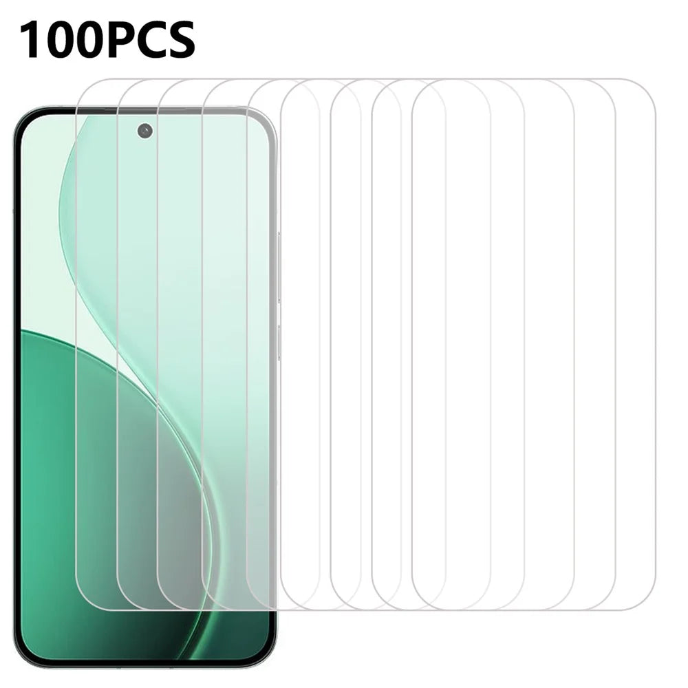 100Pcs For Oppo Reno14 Pro 5G (Global) Screen Protector Anti-Scratch Tempered Glass Film (No Package, with Wipes Set, Dust-absorber, Guide Sticker) - 1