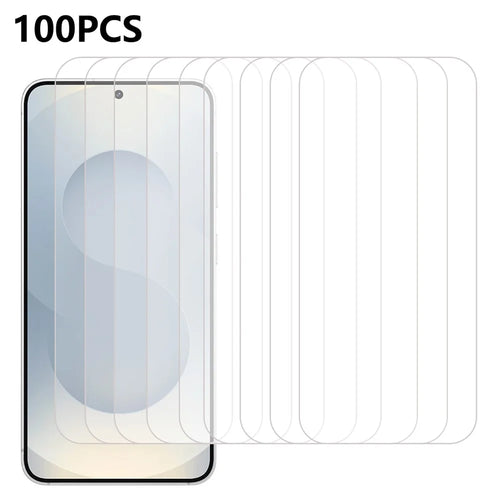 100Pcs For Samsung Galaxy S25 FE Screen Protector Anti-Scratch Tempered Glass Film (No Package, with Wipes Set, Dust-absorber, Guide Sticker) - 1