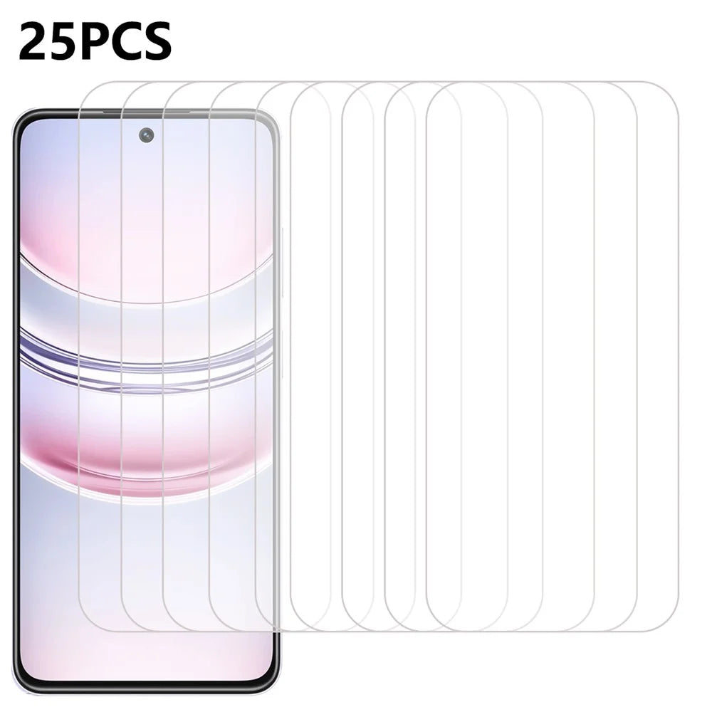 25Pcs For Realme C73 5G Tempered Glass High Definition Screen Protector Film (No Package, with Wipes Set, Dust-absorber, Guide Sticker) - 1