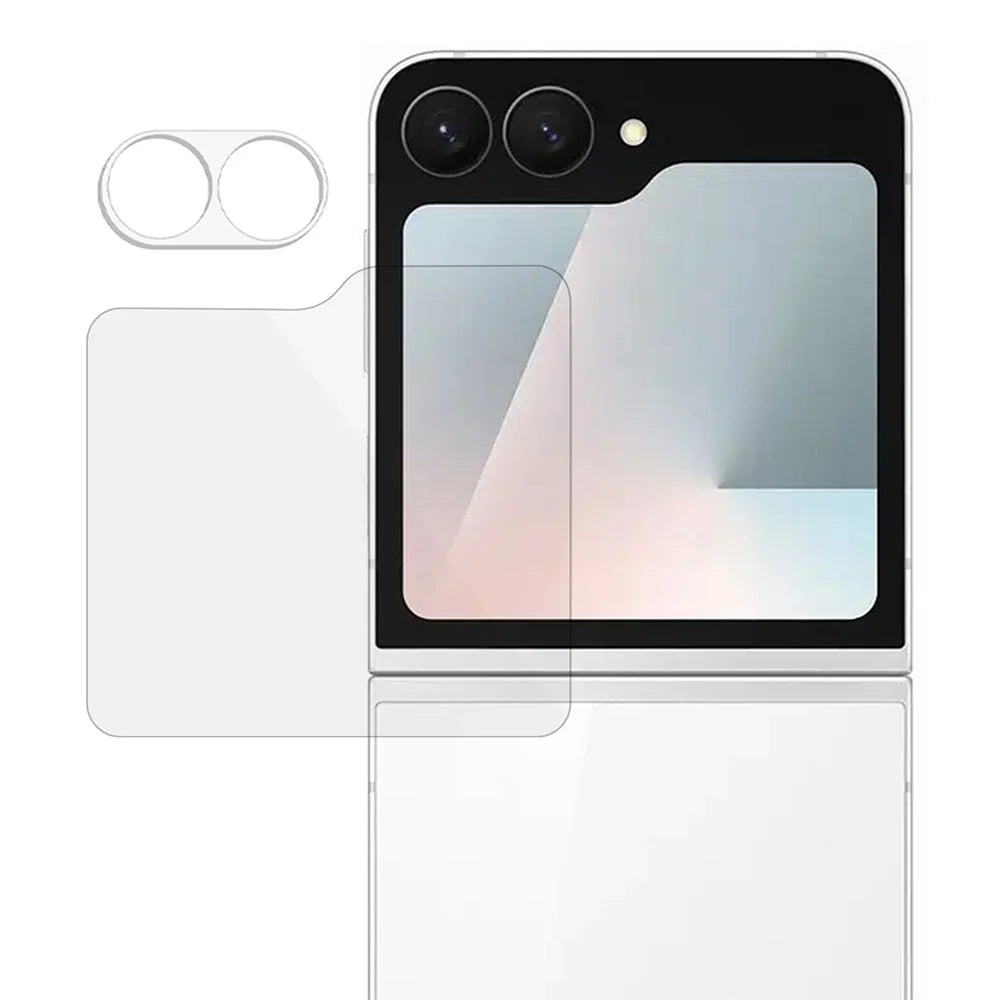 For Samsung Galaxy Z Flip7 FE 5G 3D Camera Lens Film + Arc Edge Tempered Glass Rear Screen Protector - 1