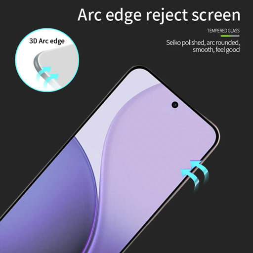 PINWUYO For Oppo Reno14 F 5G Tempered Glass Film  Explosion-proof 9H 3D Full Screen Protector - Black - 2