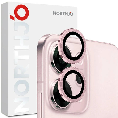 NORTHJO 1 Set For Oppo Reno14 5G (Global) Tempered Glass Camera Lens Film CD Veins Metal Ring Lens Guard - Pink - 1