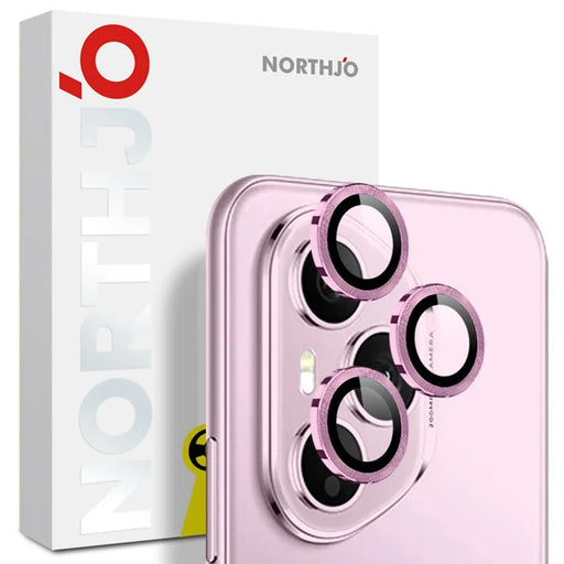 NORTHJO 1 Set For Honor 400 Pro 5G (Global) Tempered Glass Camera Lens Film CD Veins Metal Ring Lens Guard - Pink - 1