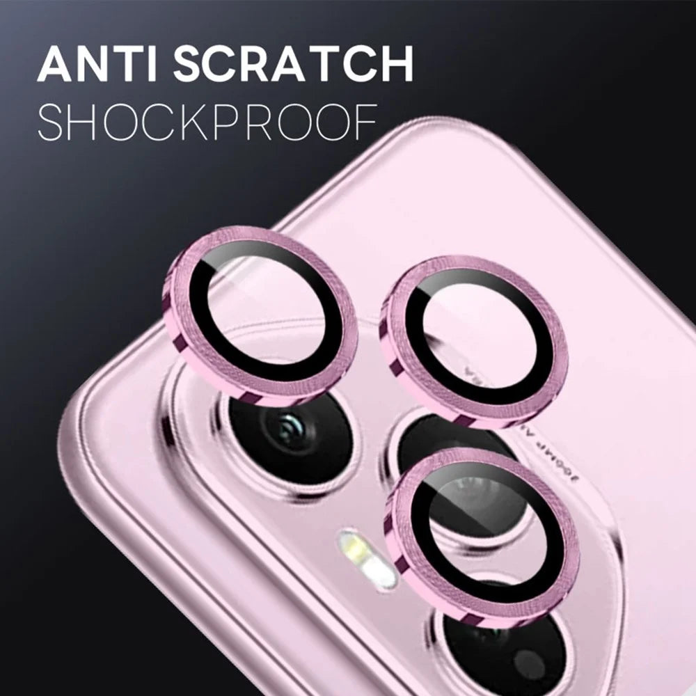 NORTHJO 1 Set For Honor 400 Pro 5G (Global) Tempered Glass Camera Lens Film CD Veins Metal Ring Lens Guard - Pink - 3