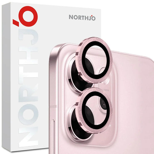 NORTHJO 1 Set For Oppo Reno14 F 5G Tempered Glass Camera Lens Film CD Veins Metal Ring Lens Guard - Pink - 1