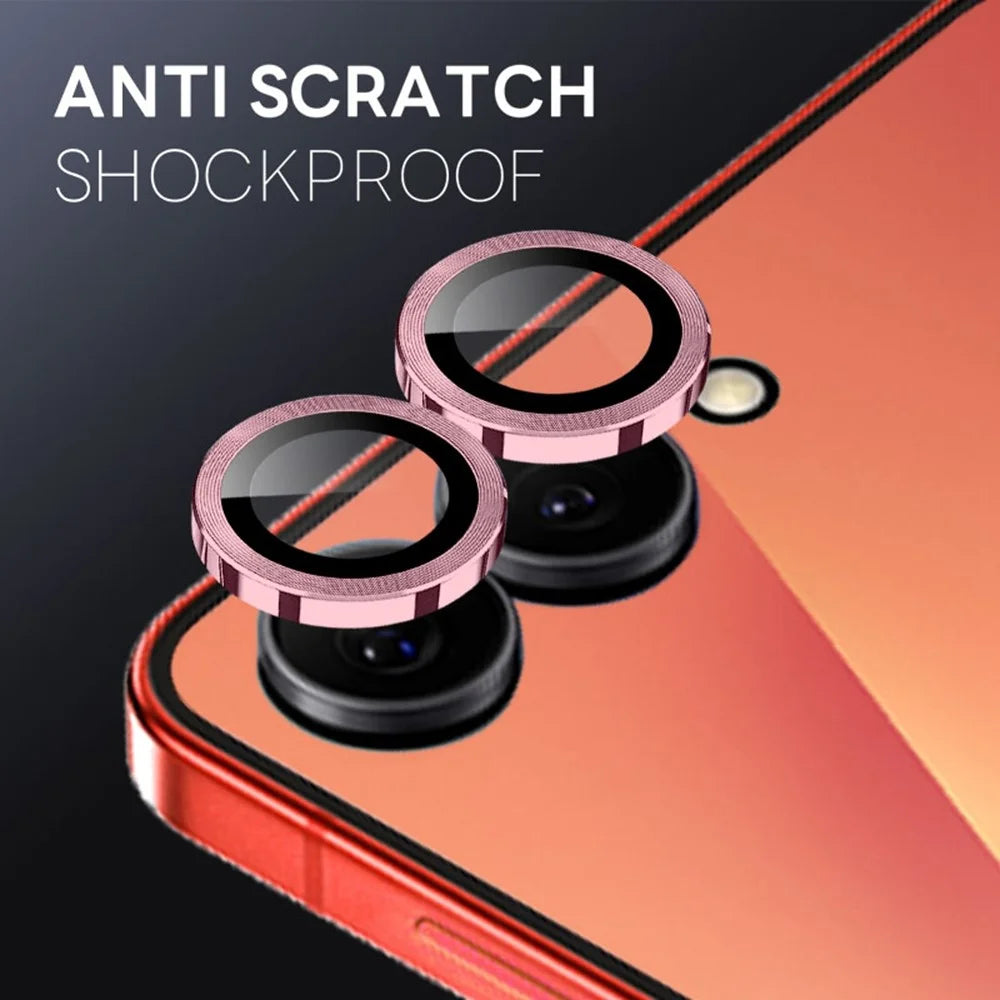 NORTHJO 1 Set For Samsung Galaxy Z Flip7 5G Tempered Glass Camera Lens Film CD Veins Metal Ring Lens Guard - Pink - 3