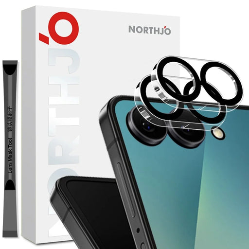 NORTHJO 2Pcs For Samsung Galaxy Z Flip7 5G Camera Lens Protector Black Circles 3D Full Coverage Clear Tempered Glass Lens Film - 1