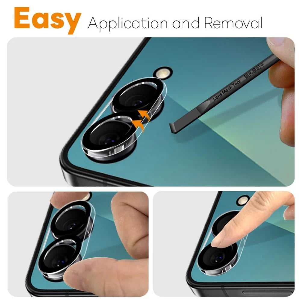 NORTHJO 2Pcs For Samsung Galaxy Z Flip7 5G Camera Lens Protector Black Circles 3D Full Coverage Clear Tempered Glass Lens Film - 4