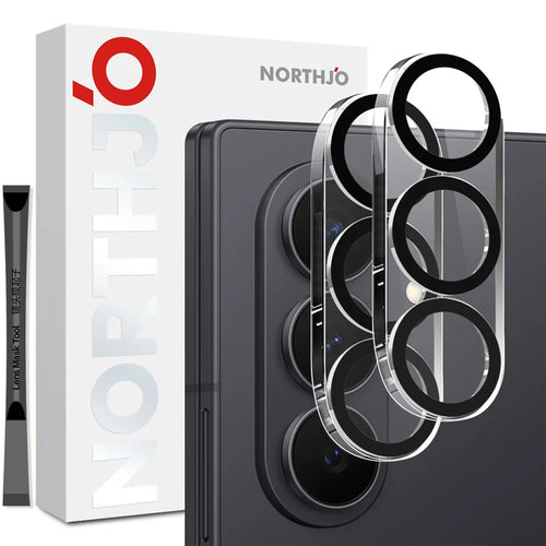 NORTHJO 2Pcs For Samsung Galaxy Z Fold7 5G Camera Lens Protector Black Circles 3D Full Coverage Clear Tempered Glass Lens Film - 1